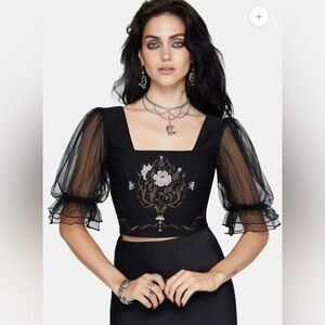 Disturbia Silva Climbing Roses Embroidered Puff Sleeve Top 6